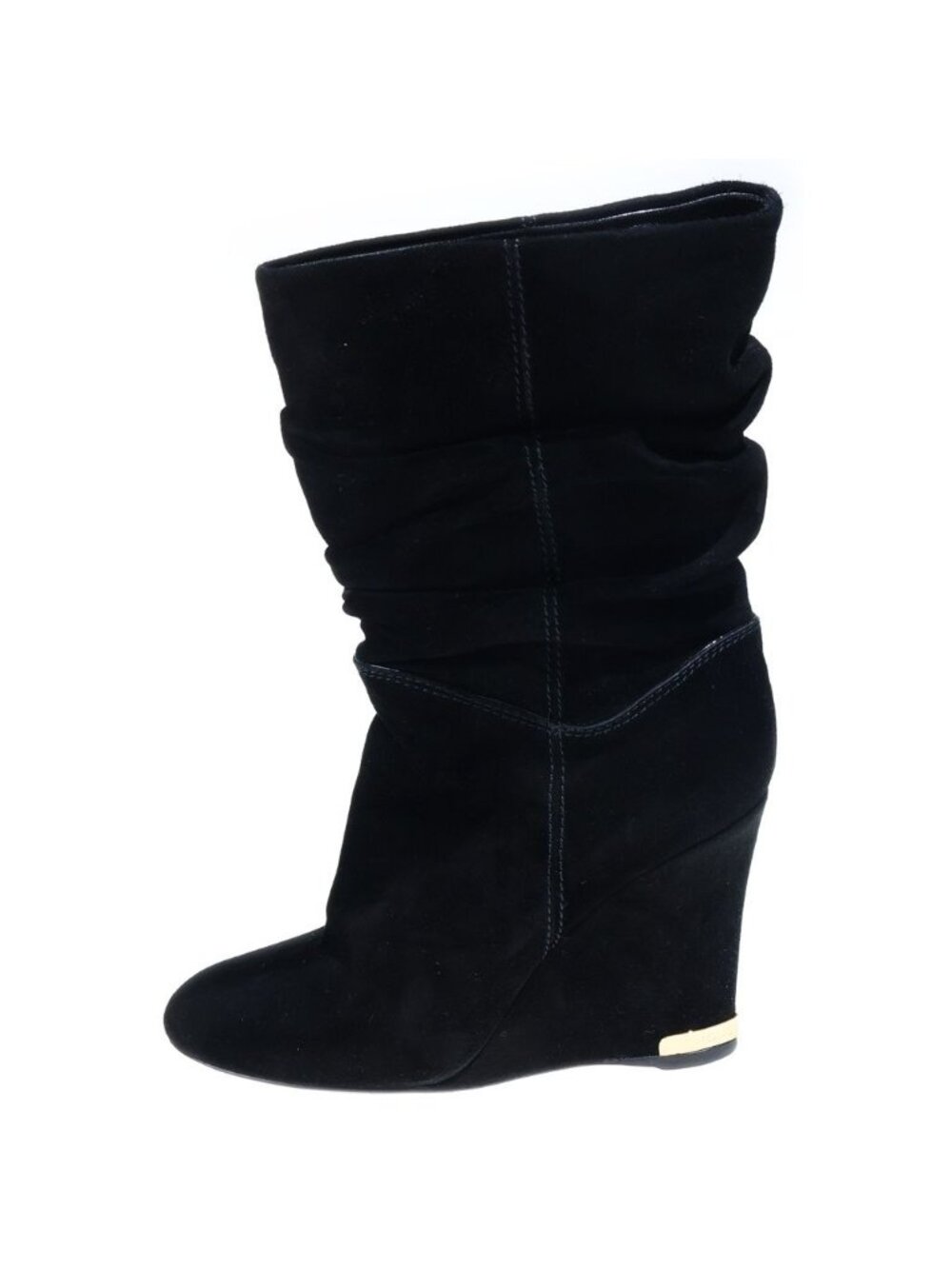 Louis Vuitton Suede Leather Wedges Long Boots Black